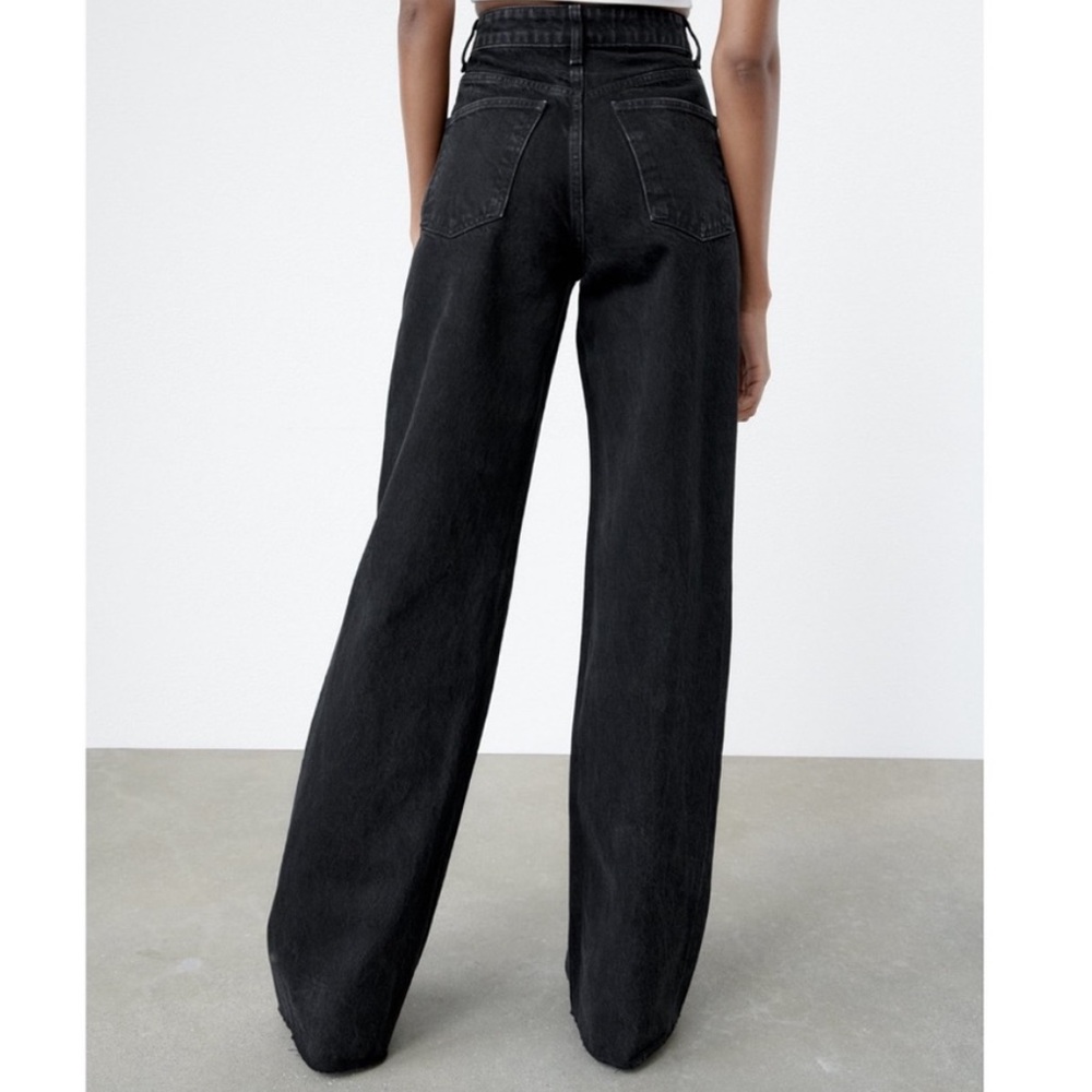 Zara TRF Black Wide-Leg Jeans